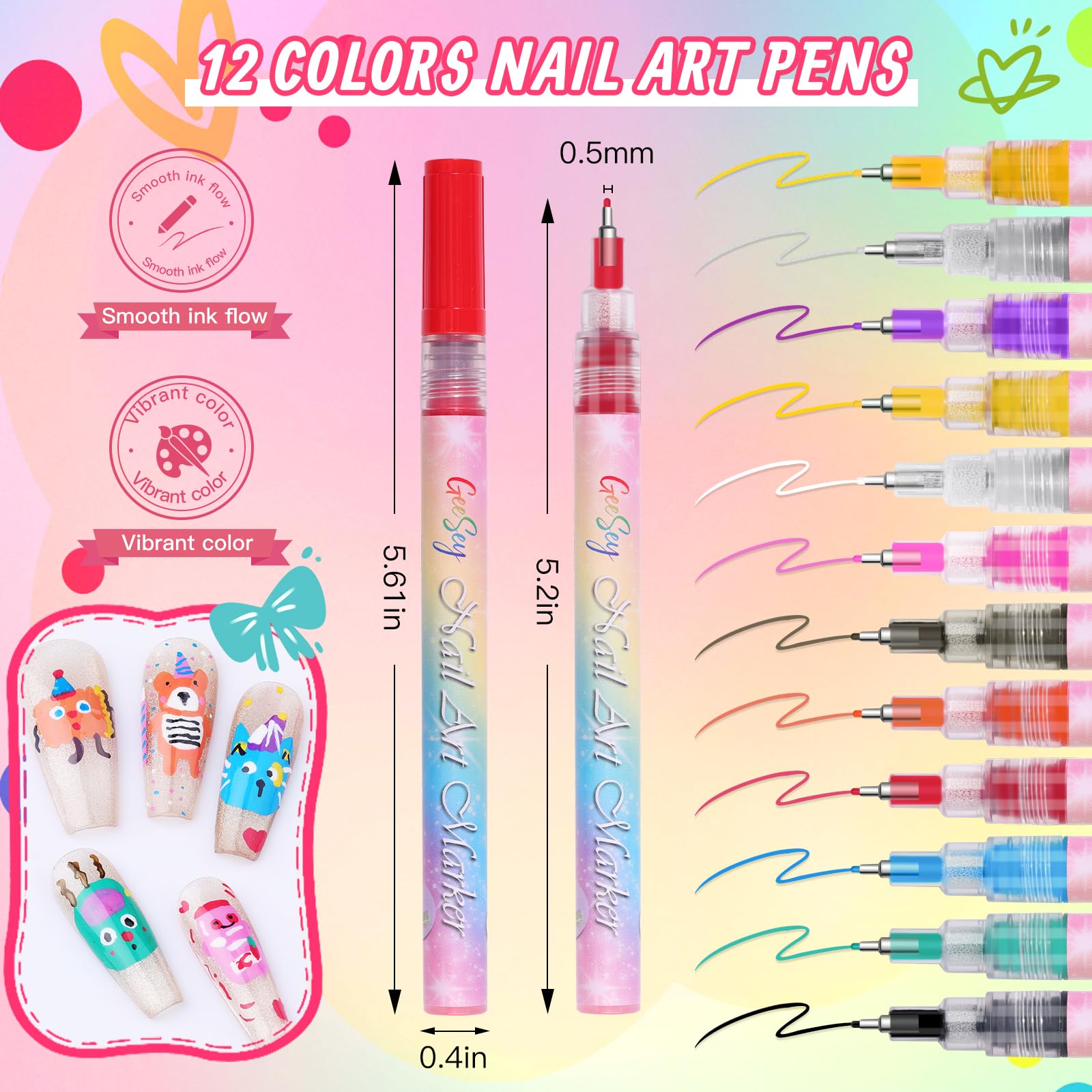 GeeSey couleurs vibrantes pour l'art des ongles et designs audacieux.