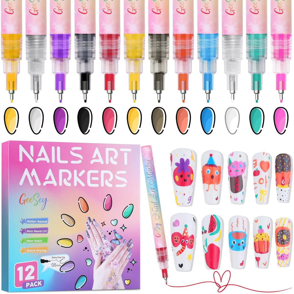 GeeSey stylo art des ongles 0,5 mm : pour des motifs précis.