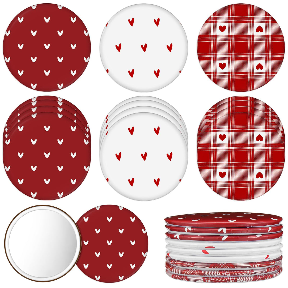 Miroir Geetery cœur format poche rouge, pratique pour retouches rapides.