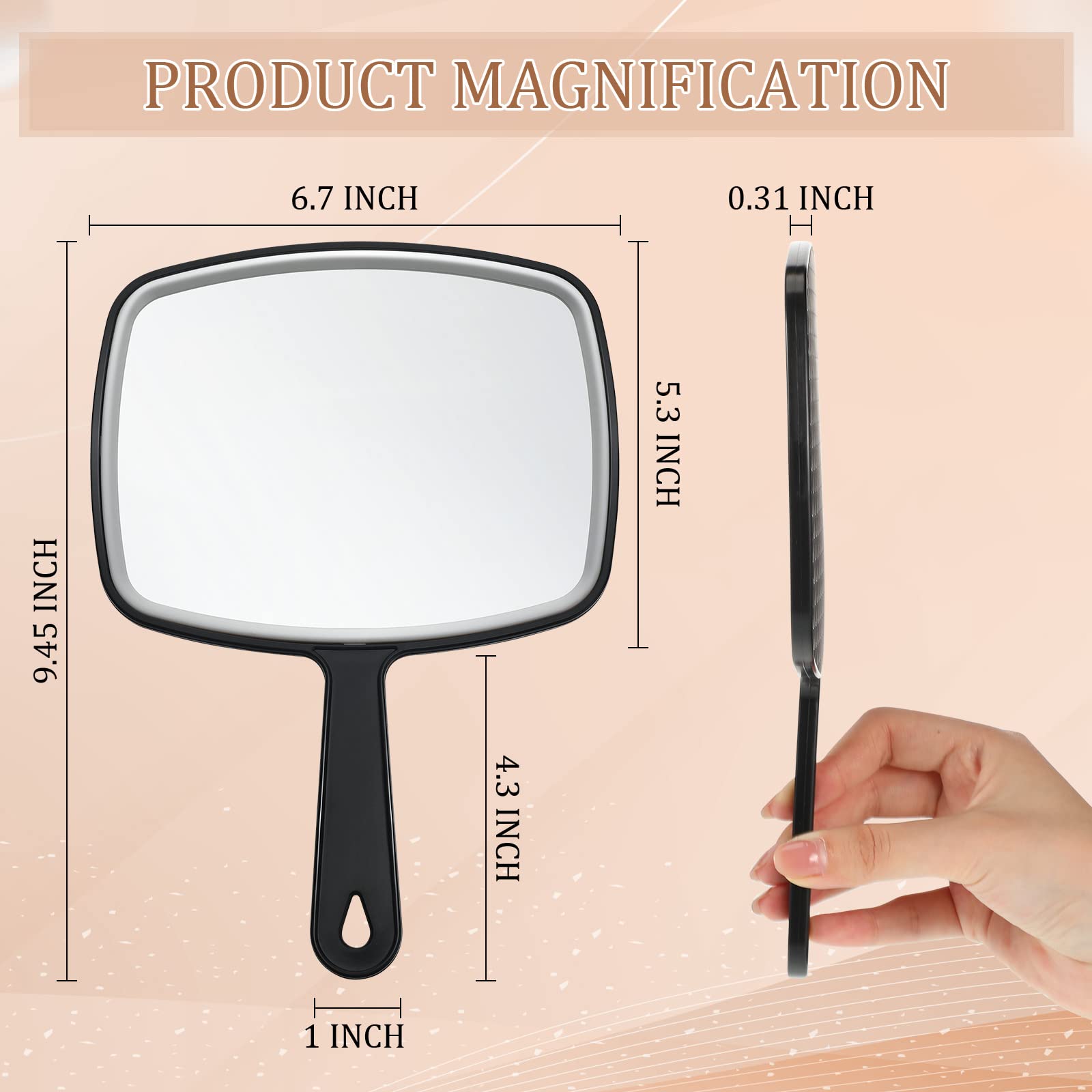 Geetery miroir main-poignee ultra-léger, facile à transporter lors de voyages.
