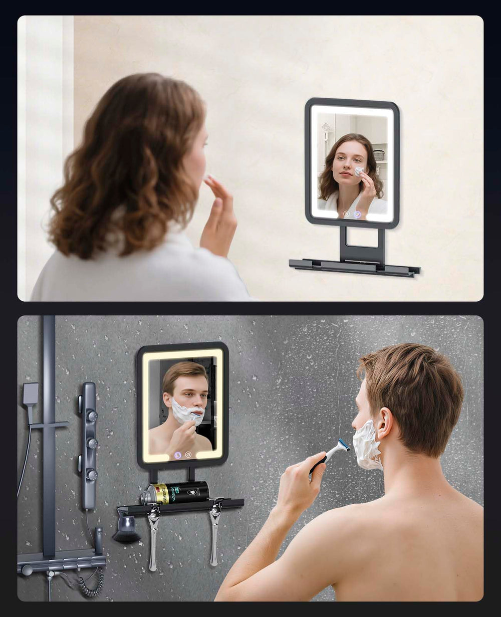 Gefaxi miroir bain noir: rangement et éclairage pratique au quotidien.