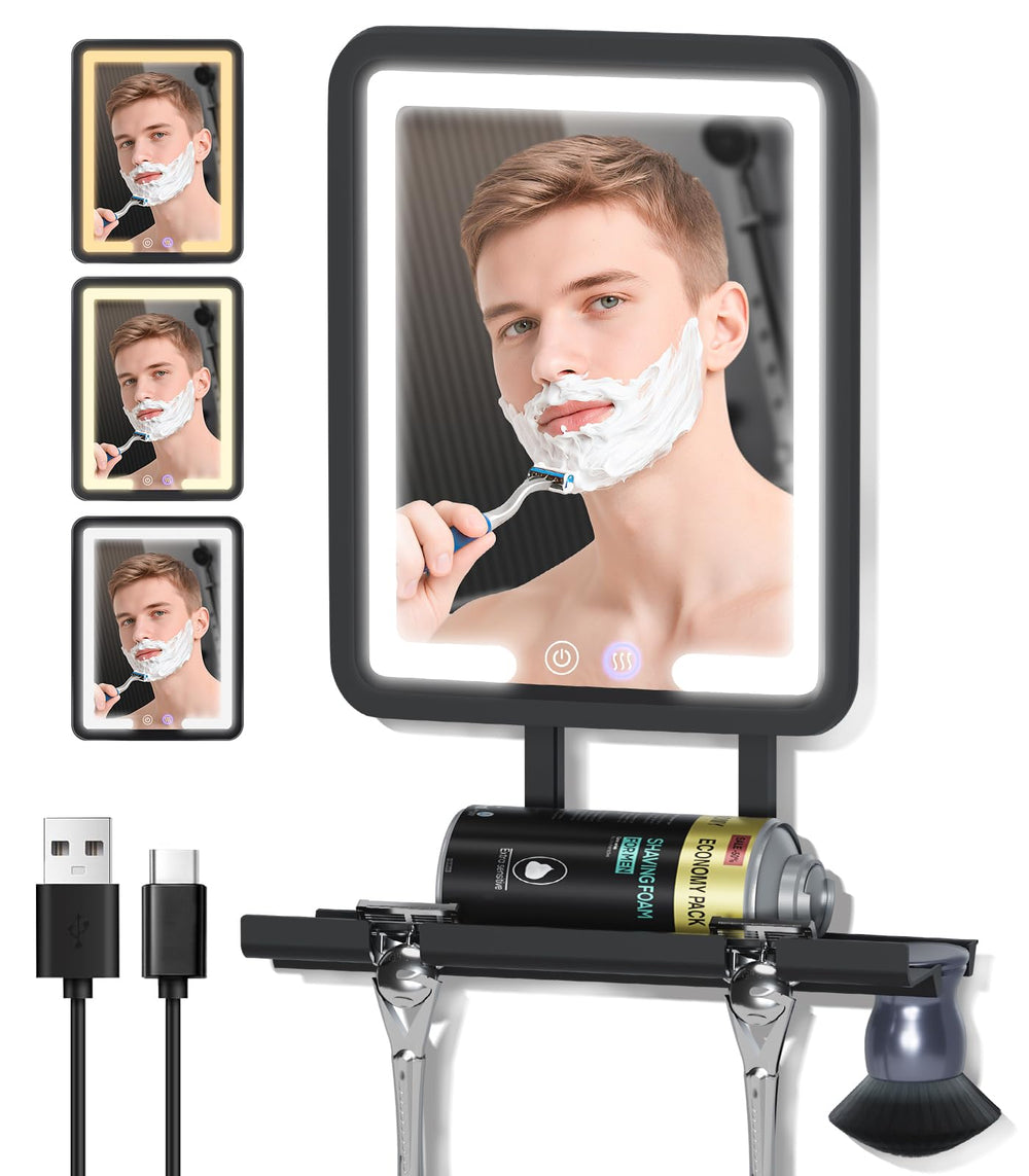 Gefaxi miroir de douche anti-buée 360: clair pendant la douche pour un rasage précis.