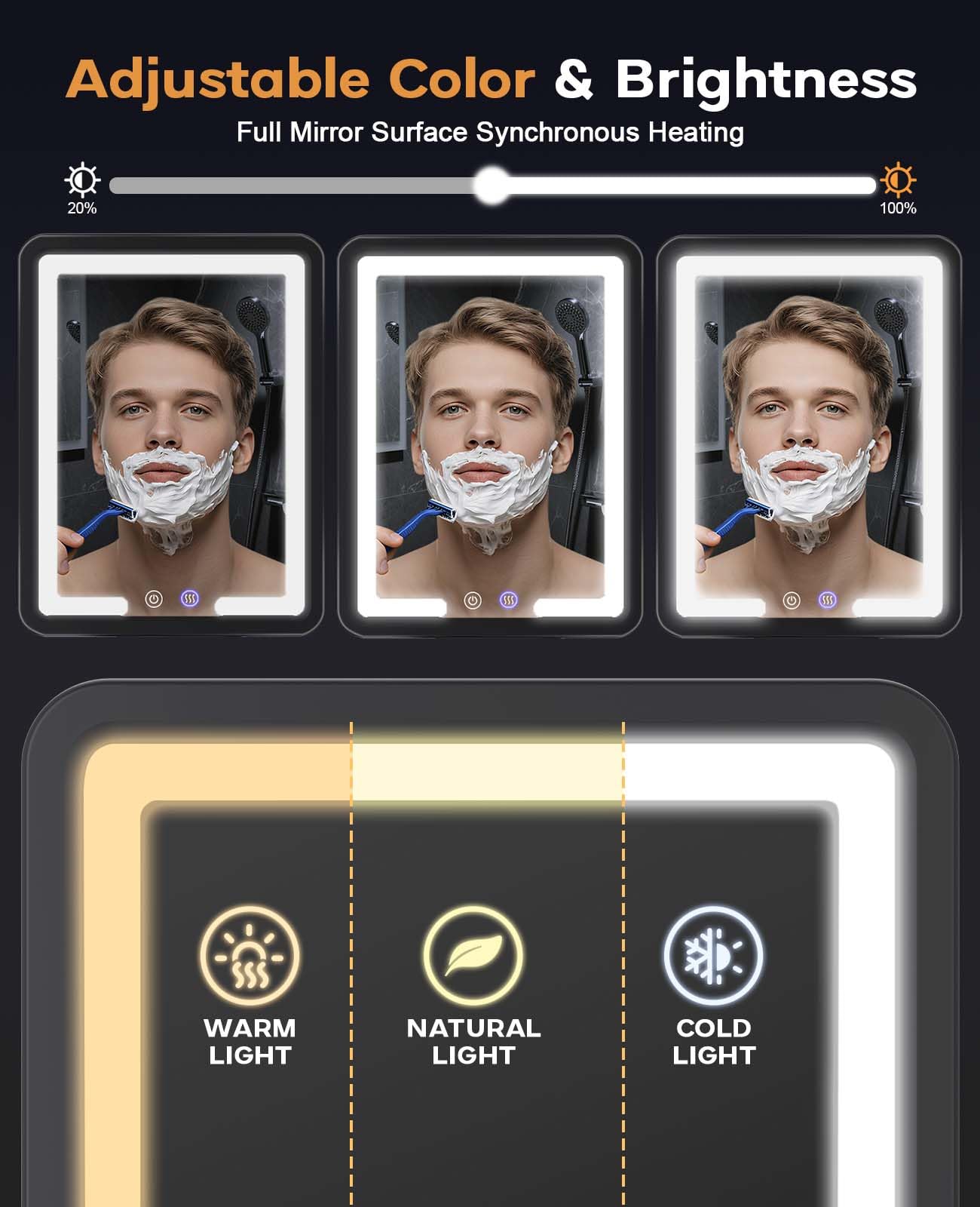 Gefaxi miroir avec rangement intégré et supports rasoir: tout à portée de main.