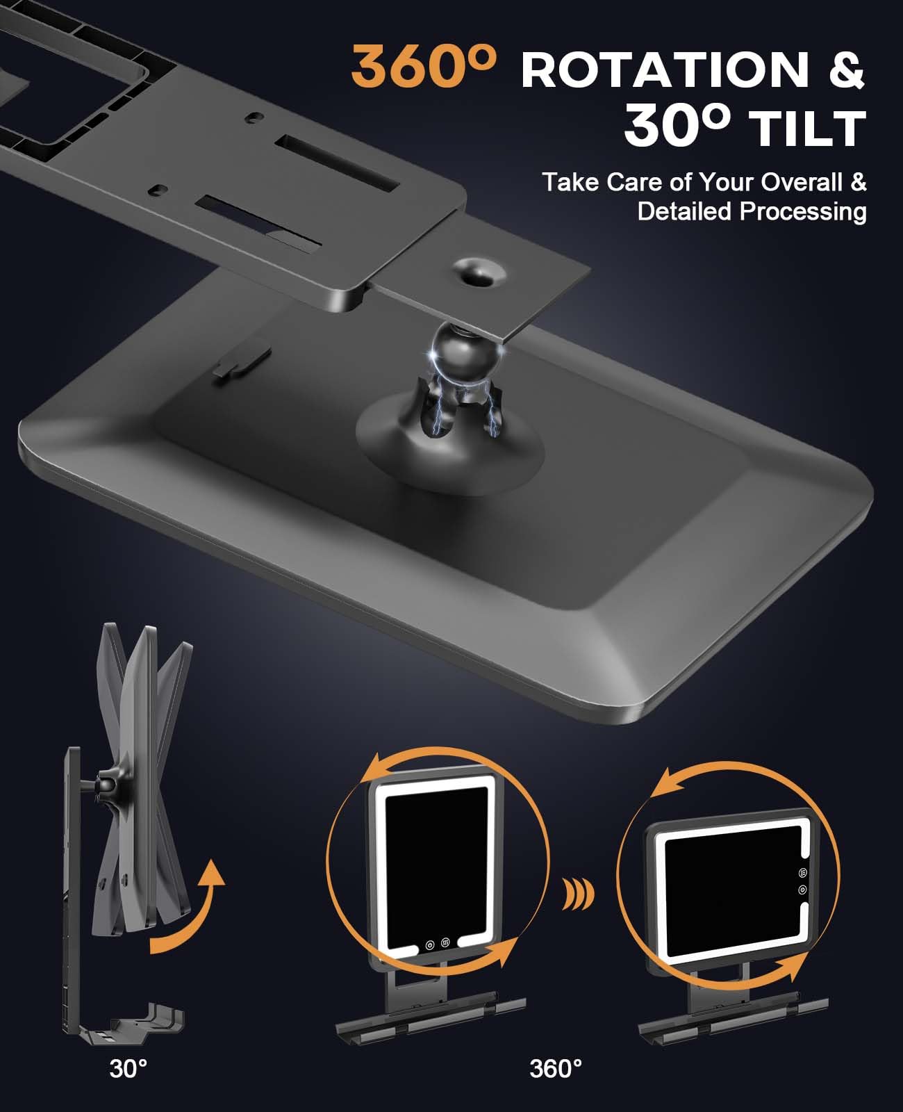 Gefaxi miroir rotation 360 et angle réglable: visée optimale pour un rasage précis.