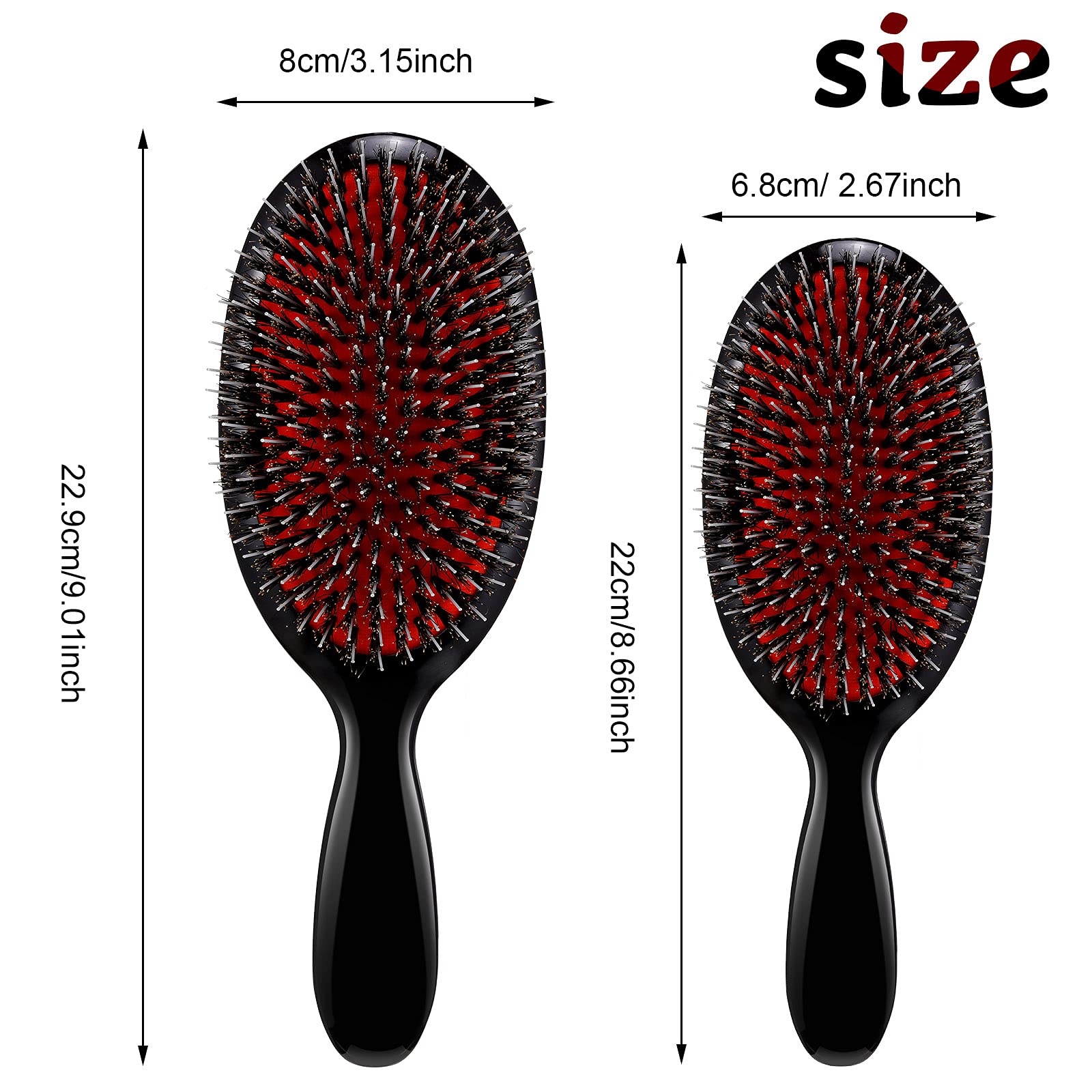 Geiserailie brosse cheveux poil sanglier tige nylon pour massage cuir chevelu