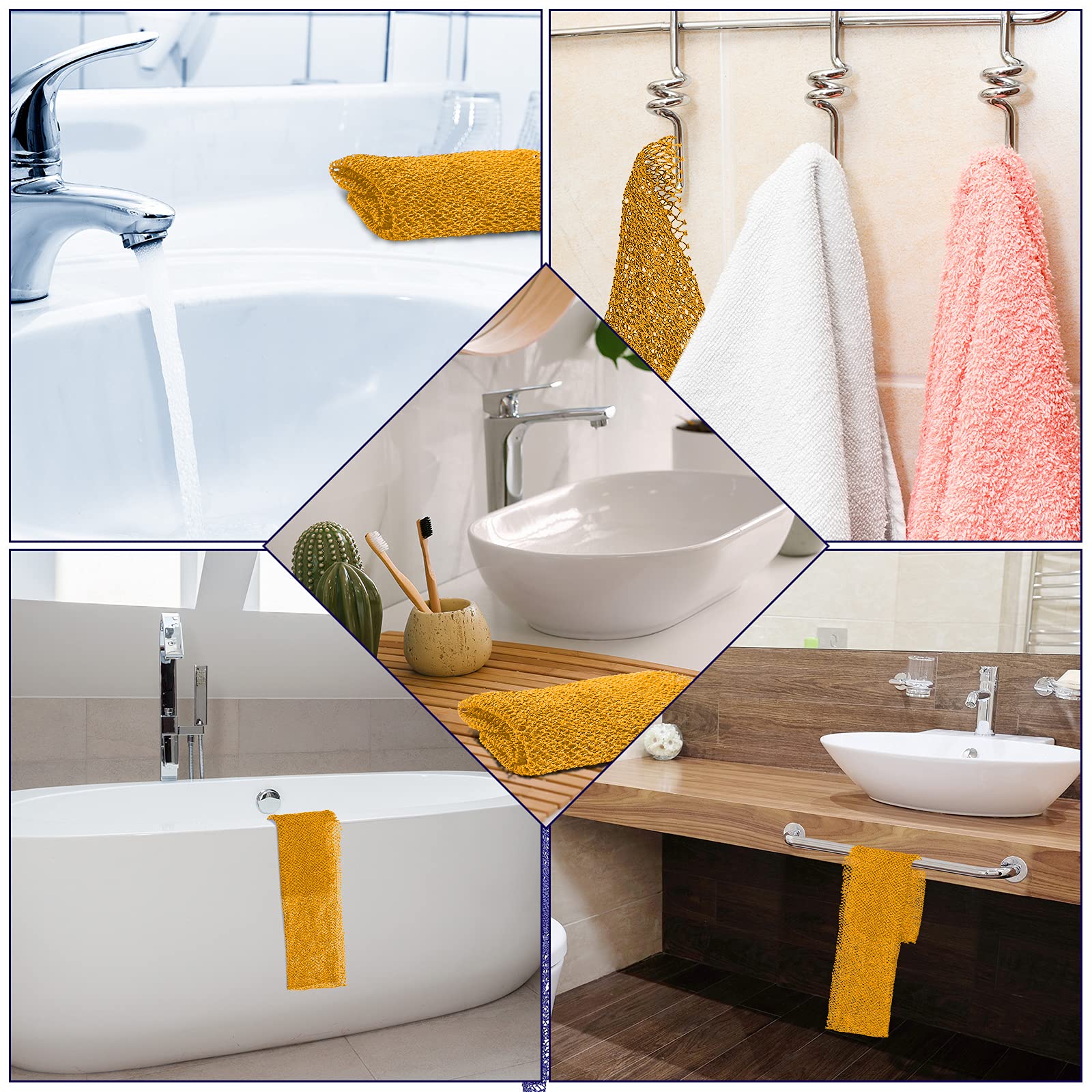 Geiserailie éponge réseau africaine longue jaune, pratique pour la douche quotidienne.