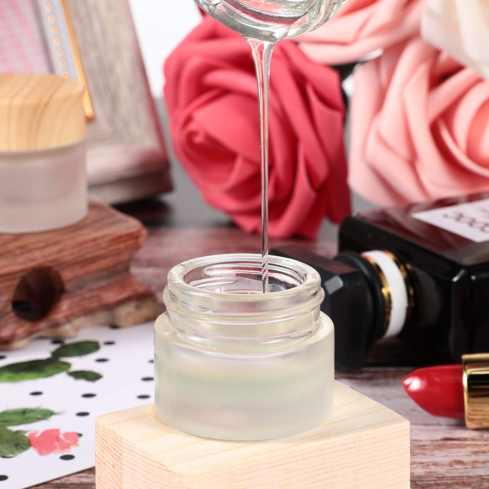 Geiserailie pots verre 5 g, compact et léger pour voyage.