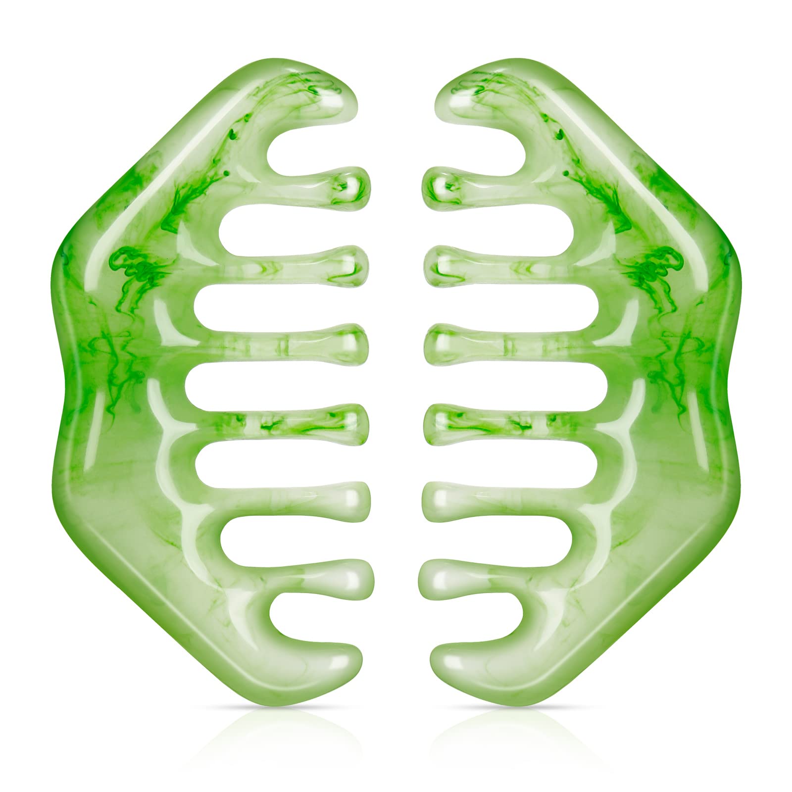Geiserailie peigne gua sha, aspect jade, douceur pour le cuir chevelu sensible.