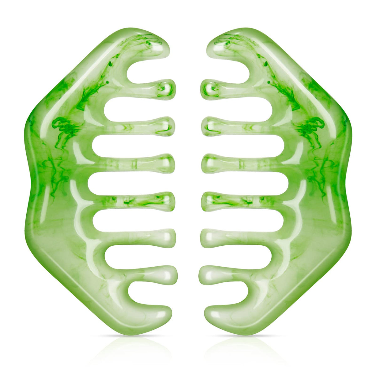 Geiserailie peigne gua sha, aspect jade, douceur pour le cuir chevelu sensible.