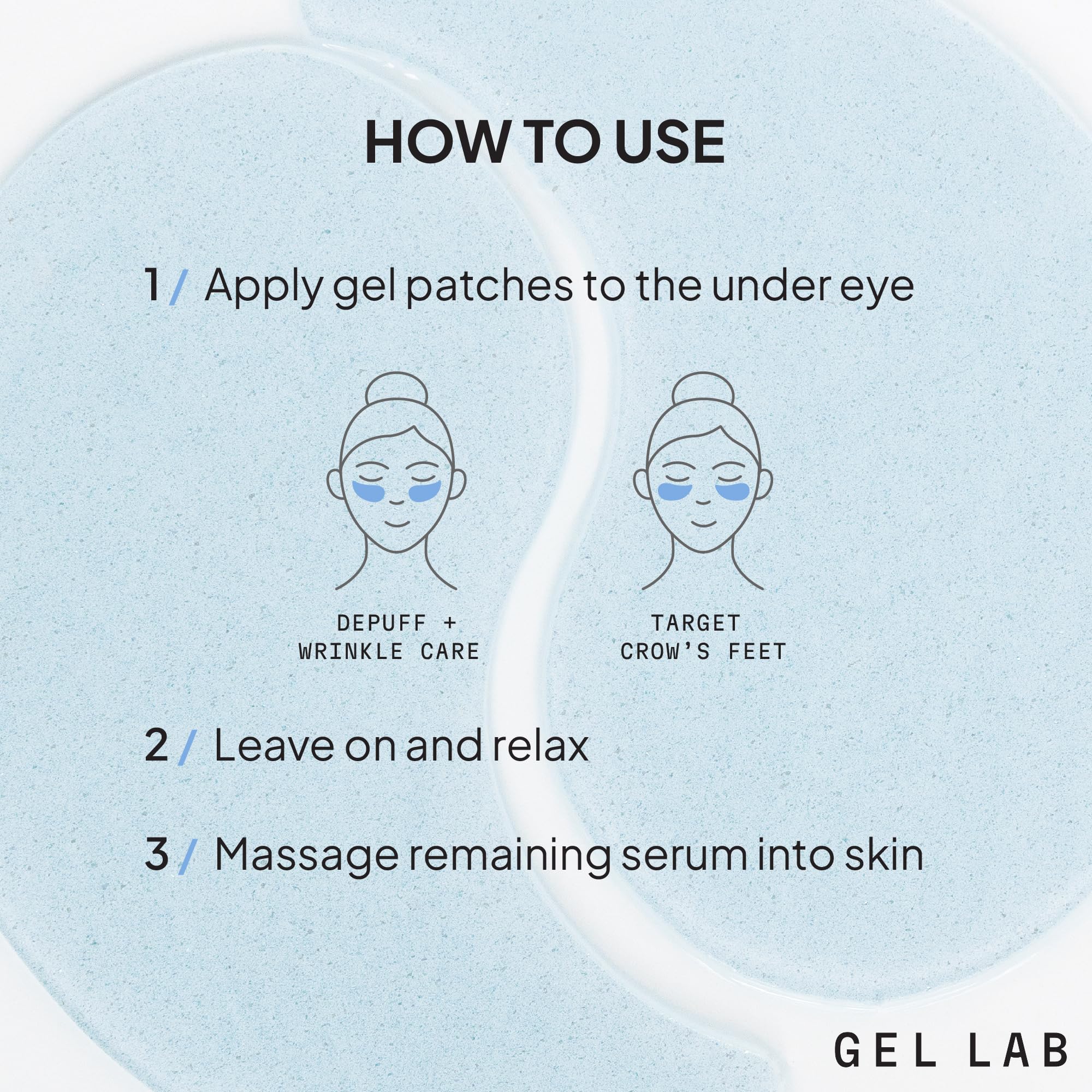 Gel Lab REGLOW patches yeux – formulation végétalienne et non testée sur animaux.