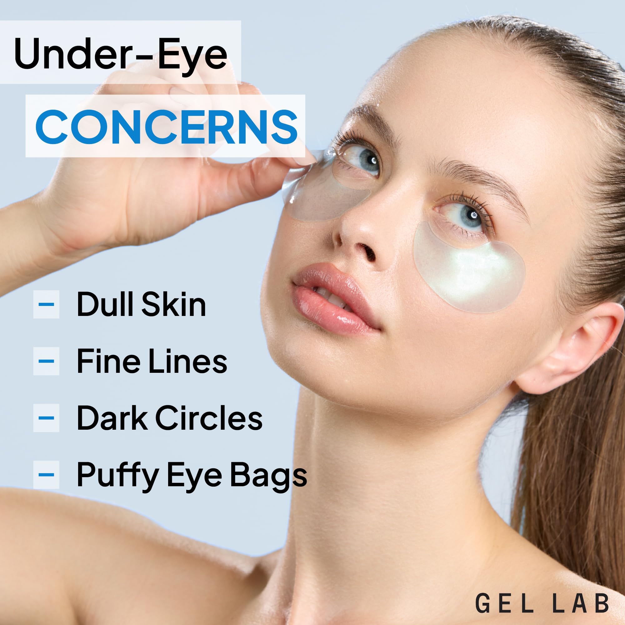 Gel Lab REGLOW patches yeux – texture hydratante sur la peau sensible.
