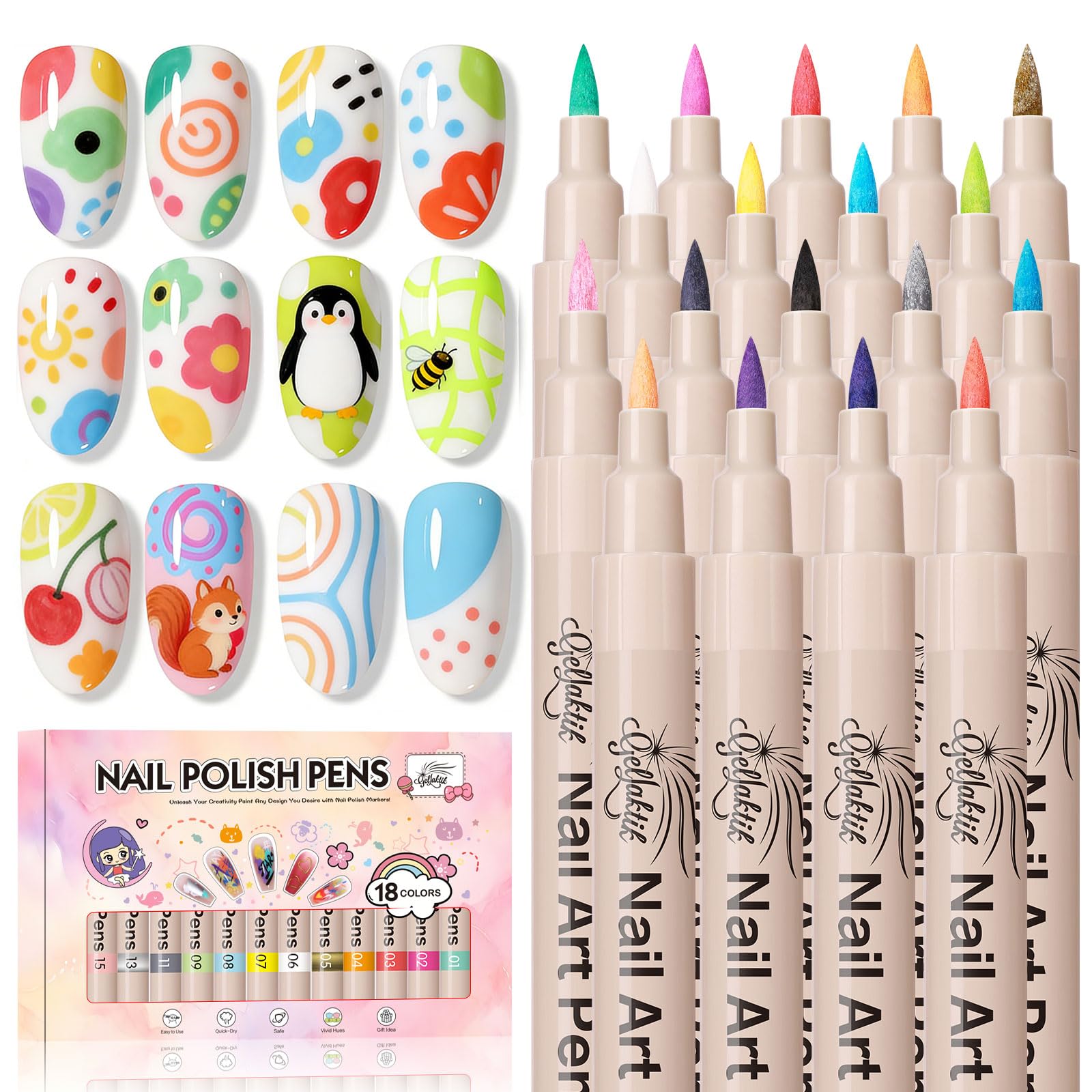 GELLAKTIK ensemble-stylo-art 18 couleurs, parfait pour des créations maison.