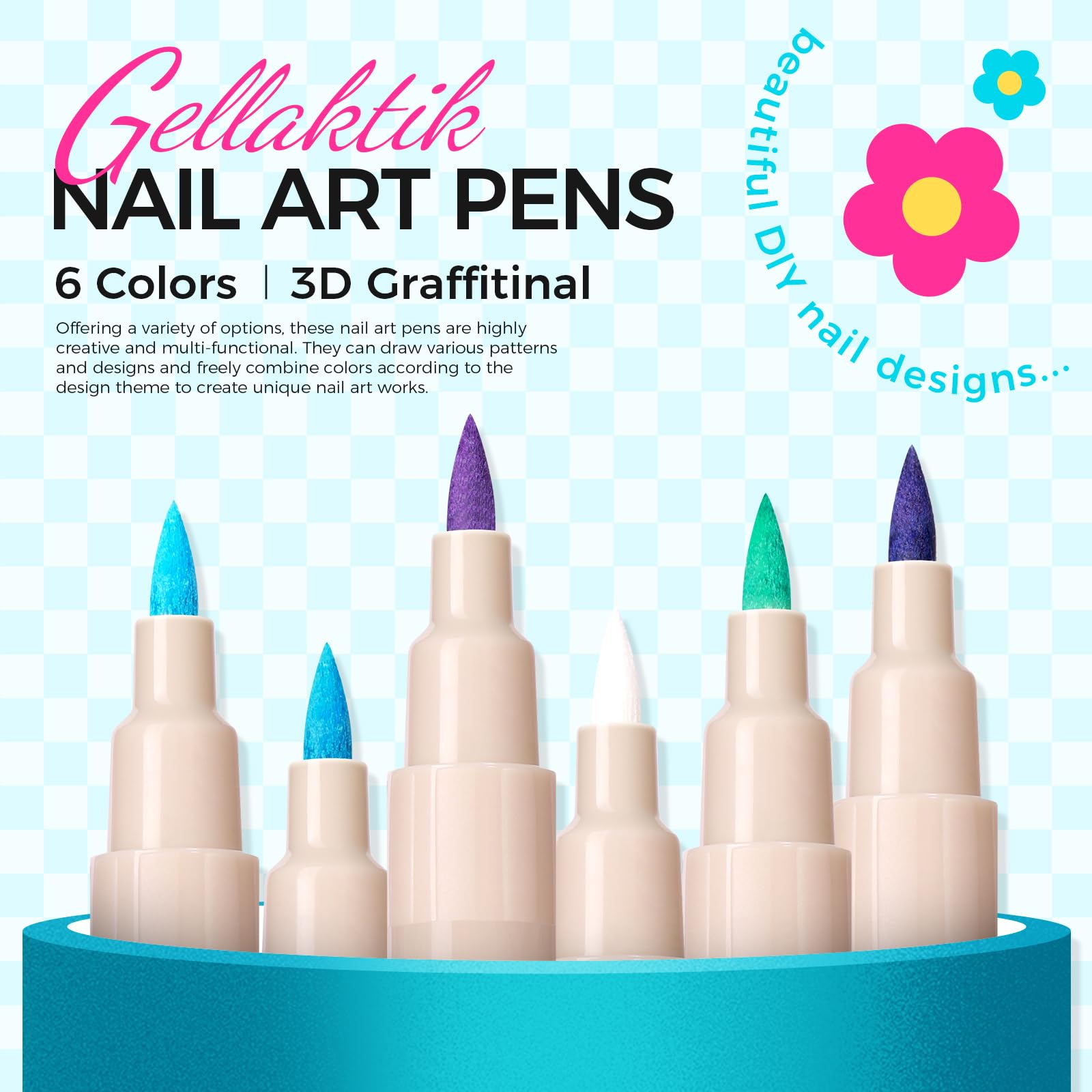 GELLAKTIK stylo-art-ongle pointe fin pour tracés précis et nets.