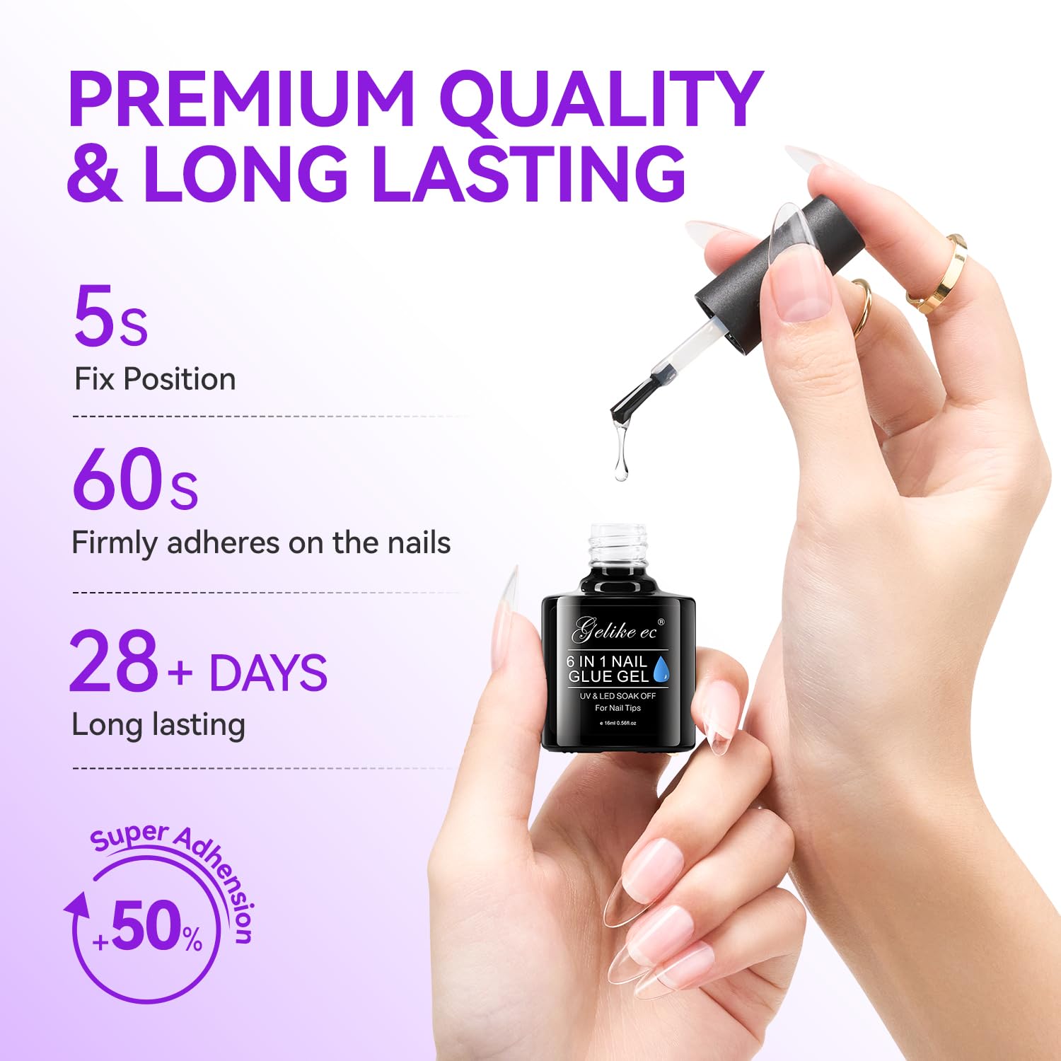 Gelike EC longue tenue de 28 jours pour ongles naturels ou gel.