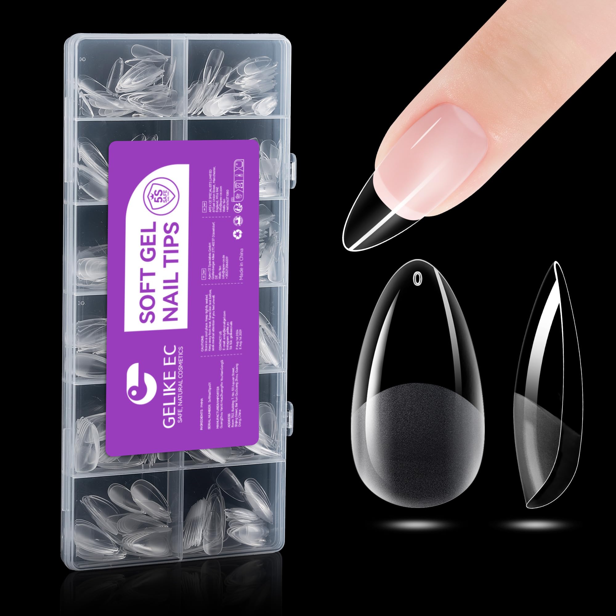 Gelike EC embouts en gel amande moyen pour une manucure naturelle et durable.
