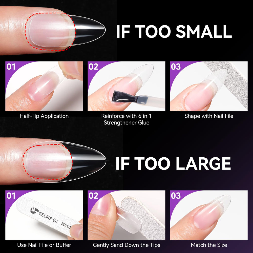 Gelike EC embouts en gel douceur effet naturel sur ongles.