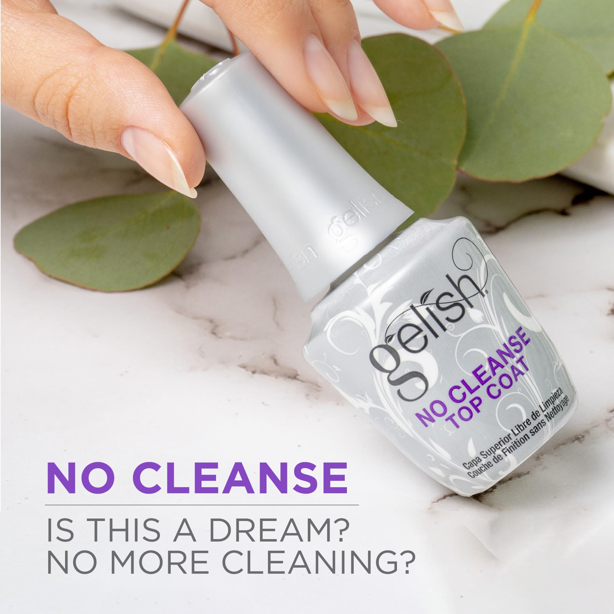 Gelish No-Cleanse Top Coat assure une application rapide et uniforme