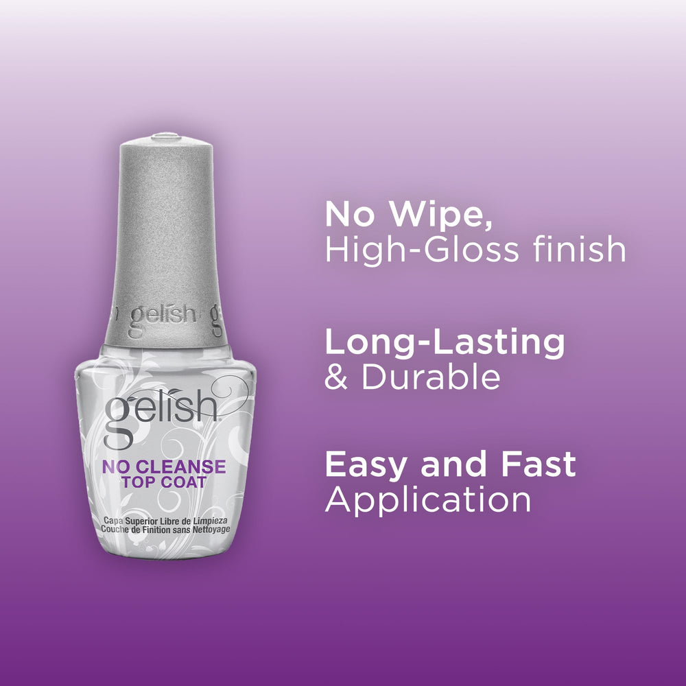 Gelish No-Cleanse Top Coat garantit une longue tenue et une couleur vibrante