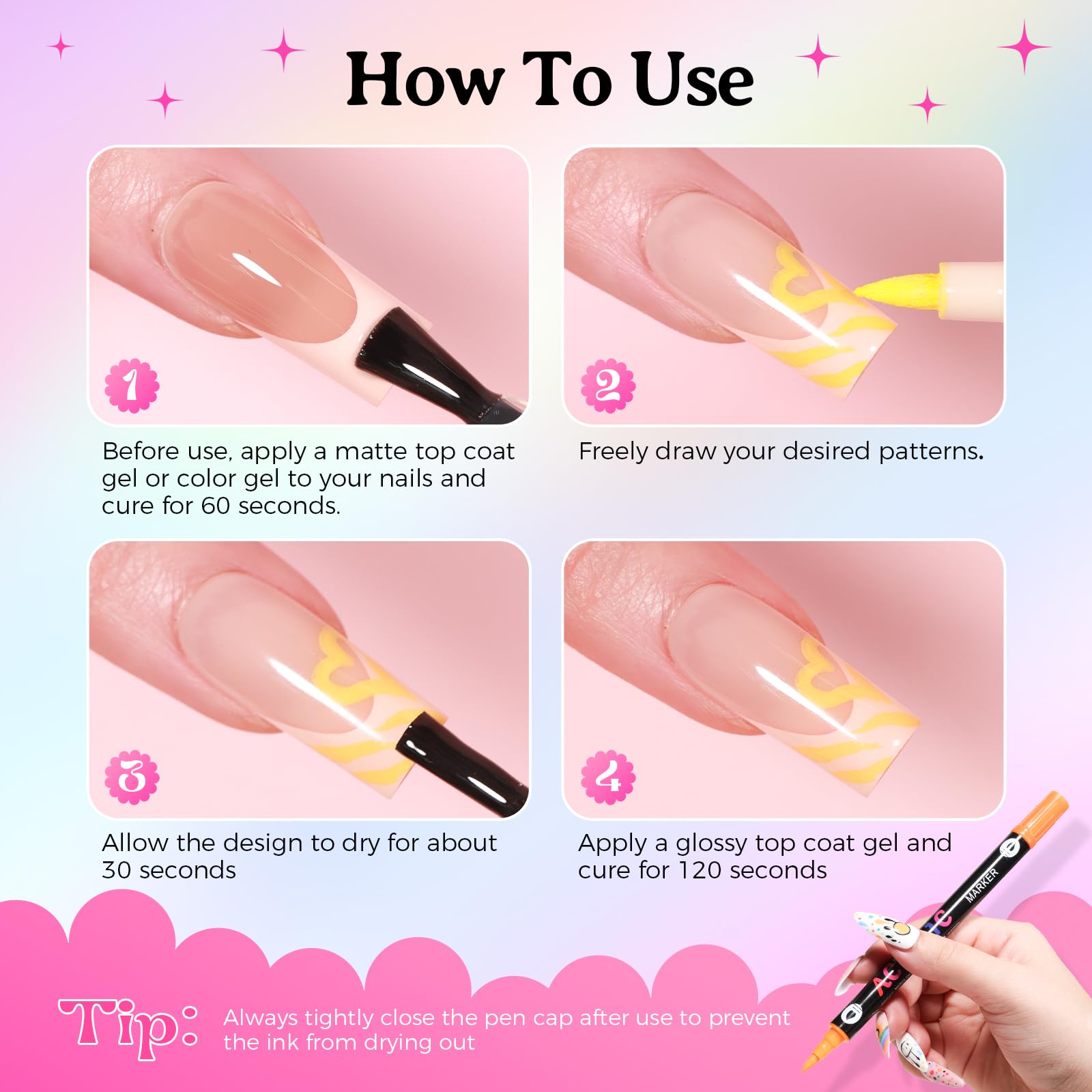 GELLAKTIK solution complète pour motifs créatifs sur ongles.