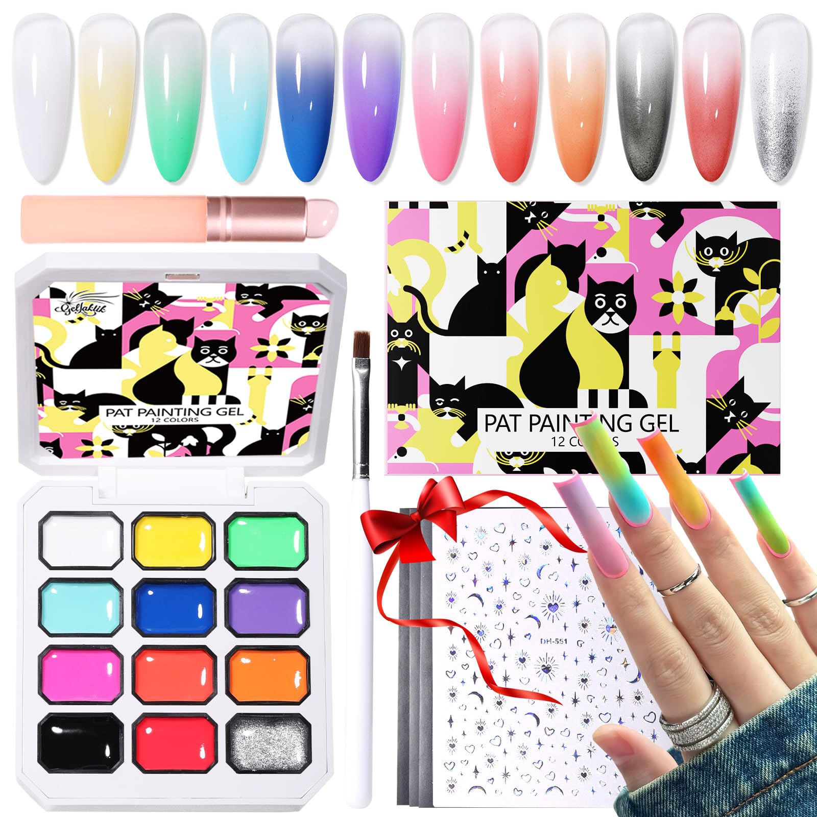 GELLAKTIK palette gel ombré 12 couleurs pour dégradé fluide et durable.