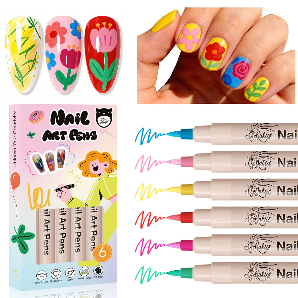 GELLAKTIK set-stylo-art 6 couleurs pour designs précis à domicile