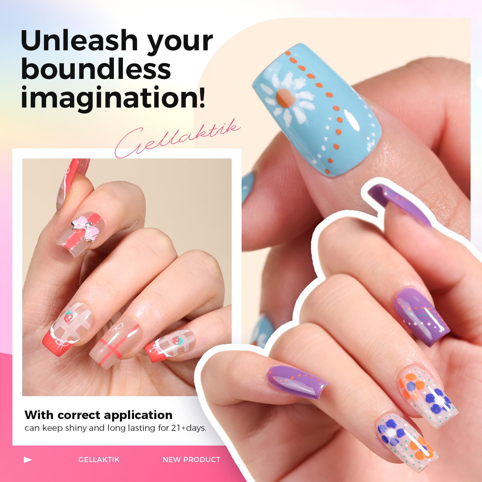 GELLAKTIK stylos résistants à l'eau et durables sur ongles