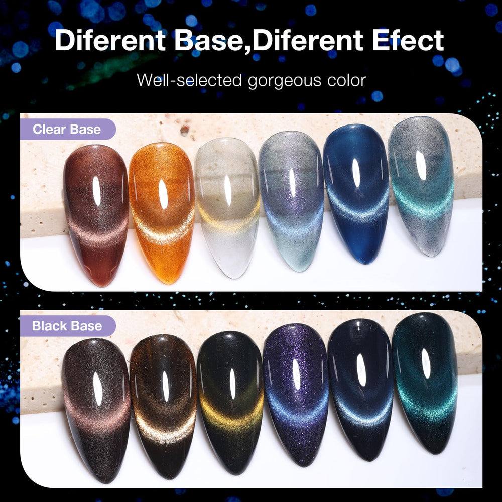 GELLAKTIK vernis gel œil de chat bleu gemme, teinte vibrante et irisée.
