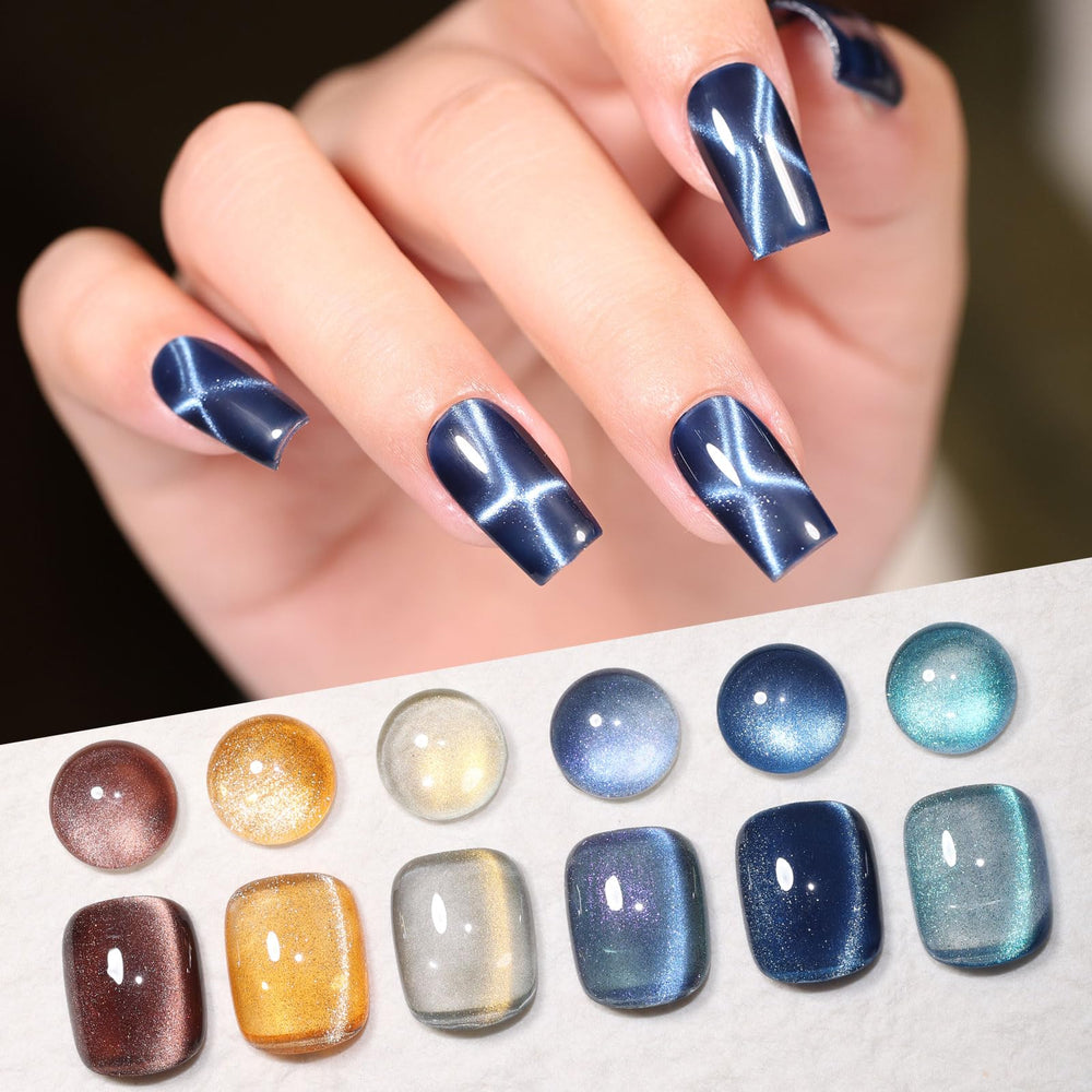 GELLAKTIK vernis gel œil de chat cyan bleu, look frais et moderne.