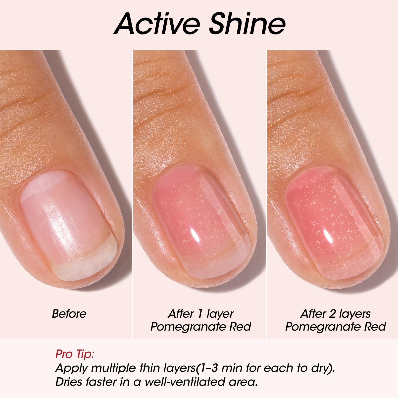GELLEN Active Glow : ingrédients nourrissants Hexanal et Keratine pour des ongles plus forts.