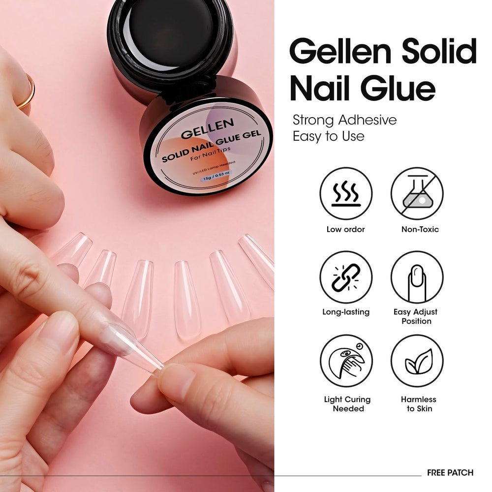 Gellen, application repositionnable sur ongles avec colle gel solide