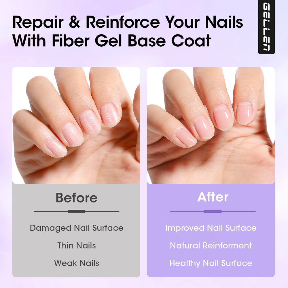 GELLEN Base Gel Fibre: lissage et renforcement facilitant la manucure.