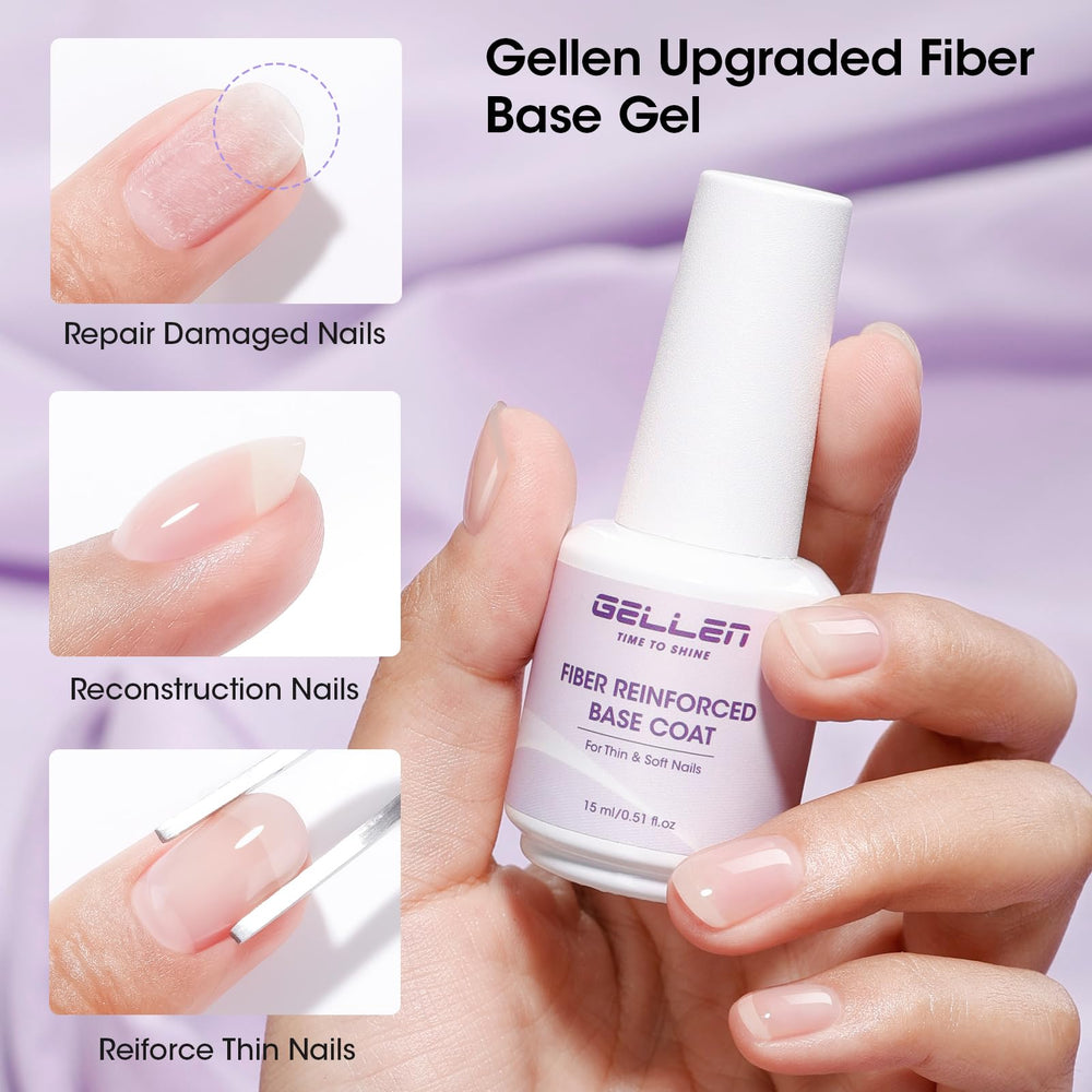GELLEN Base Gel Fibre: fibre de verre invisible pour ongles sensibles sans HEMA.