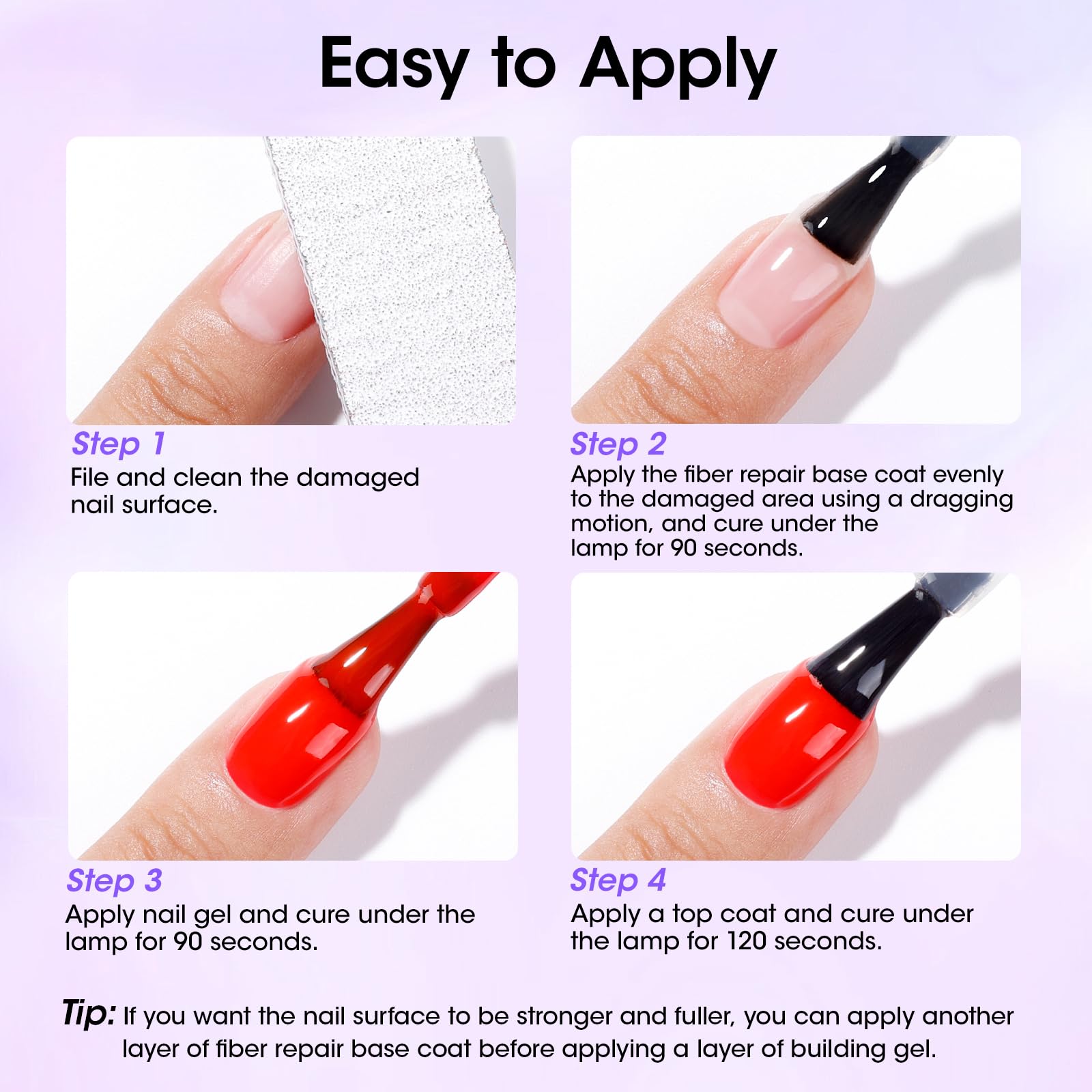 GELLEN Base Gel Fibre: usage maison et salon, résultats potentiels durables.