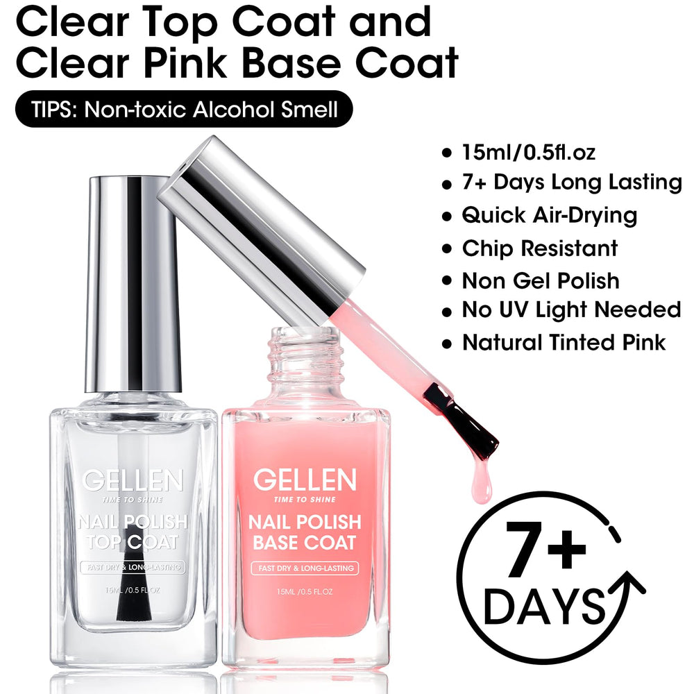 GELLEN Base rose subtile appliquée sur ongles naturels pour une teinte discrète.