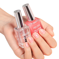 GELLEN Base et Top Coat clair en flacon offrant une base parfaite et une brillance sans UV.