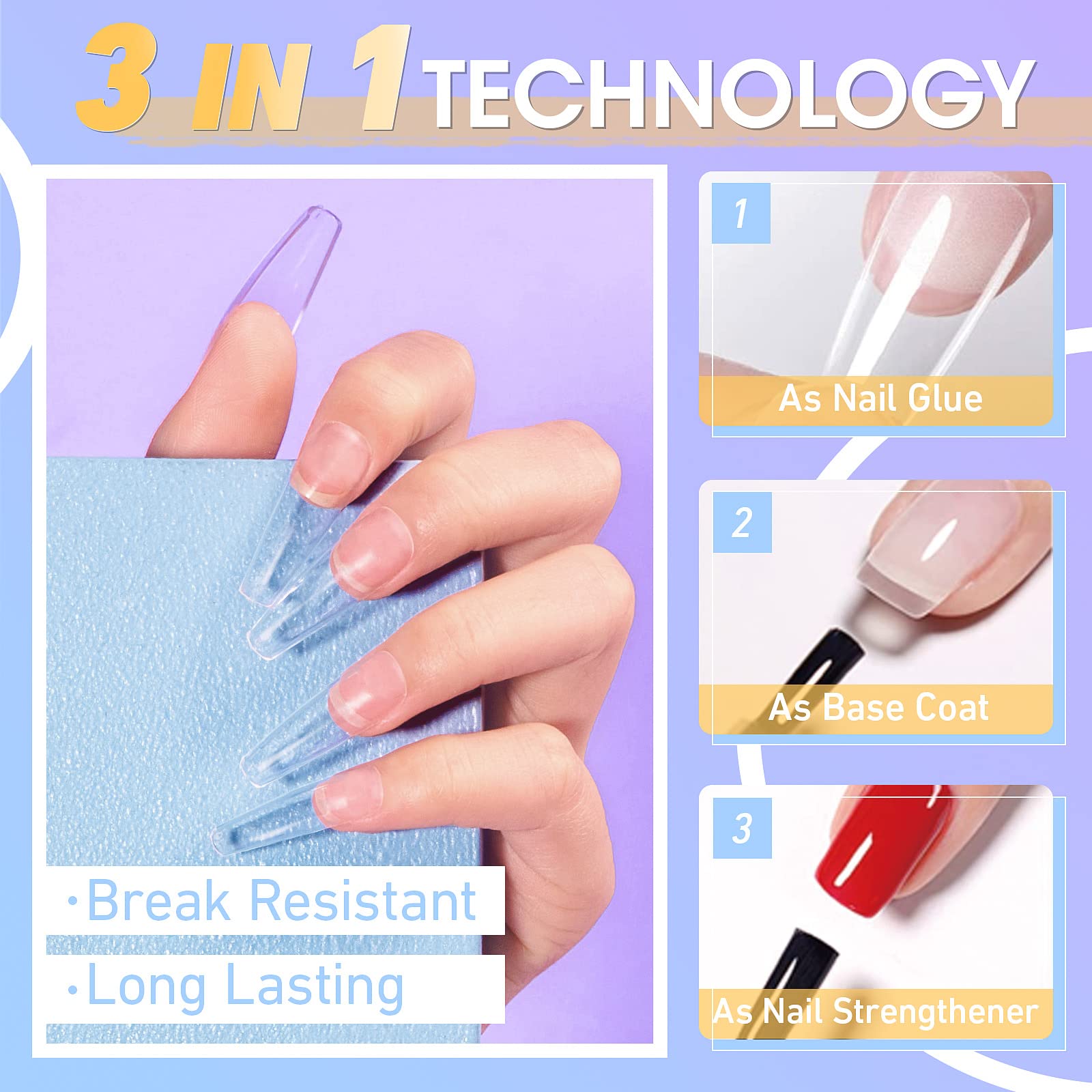 Gellen Colle Gel Ongles 15ml extension ongles : fixations solides pour des ongles prolongés