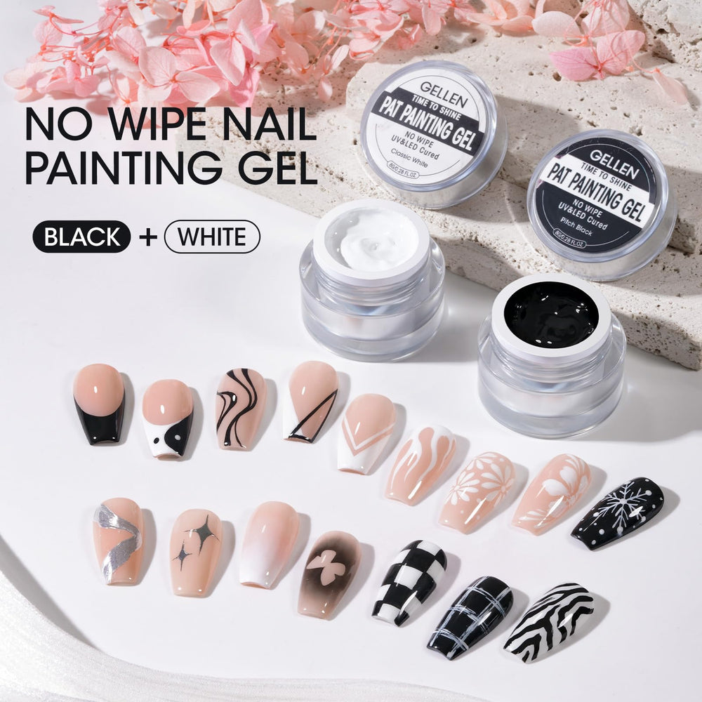GELLEN dessin ongles noir et blanc pour motifs complexes