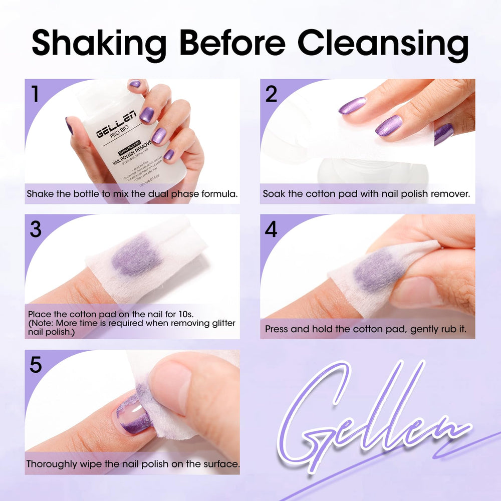 GELLEN dissolvant-vernis etapes-utilisation : gestes simples.