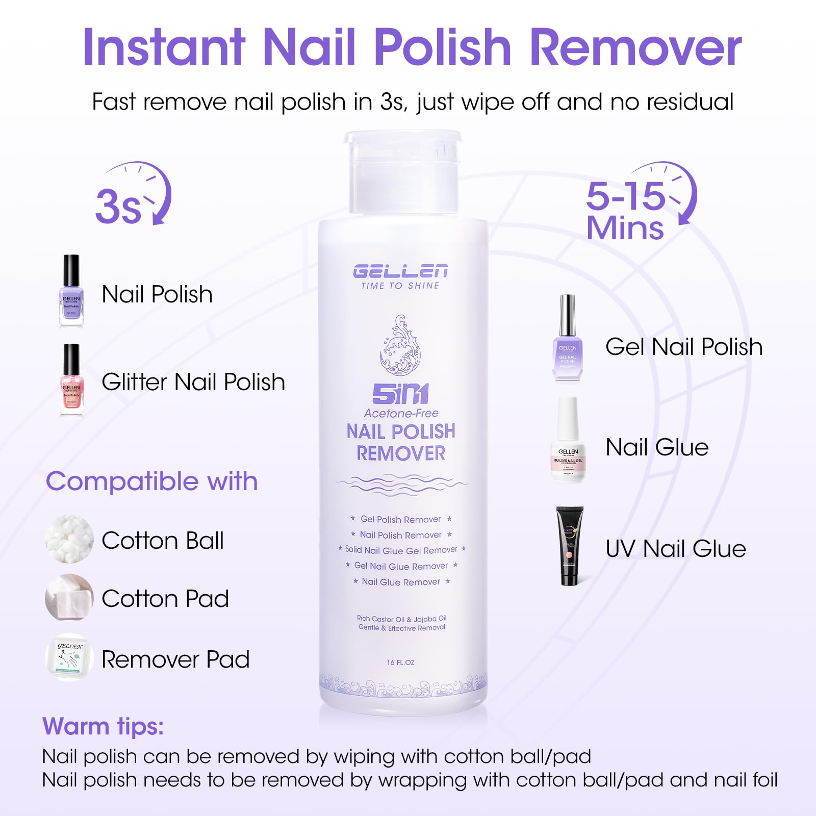 GELLEN Dissolvant Vernis Gel rapide retire le gel rapidement.
