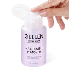 Dissolvant Gellen en pompe avec parfum raisin, douceur et facilité d'utilisation.