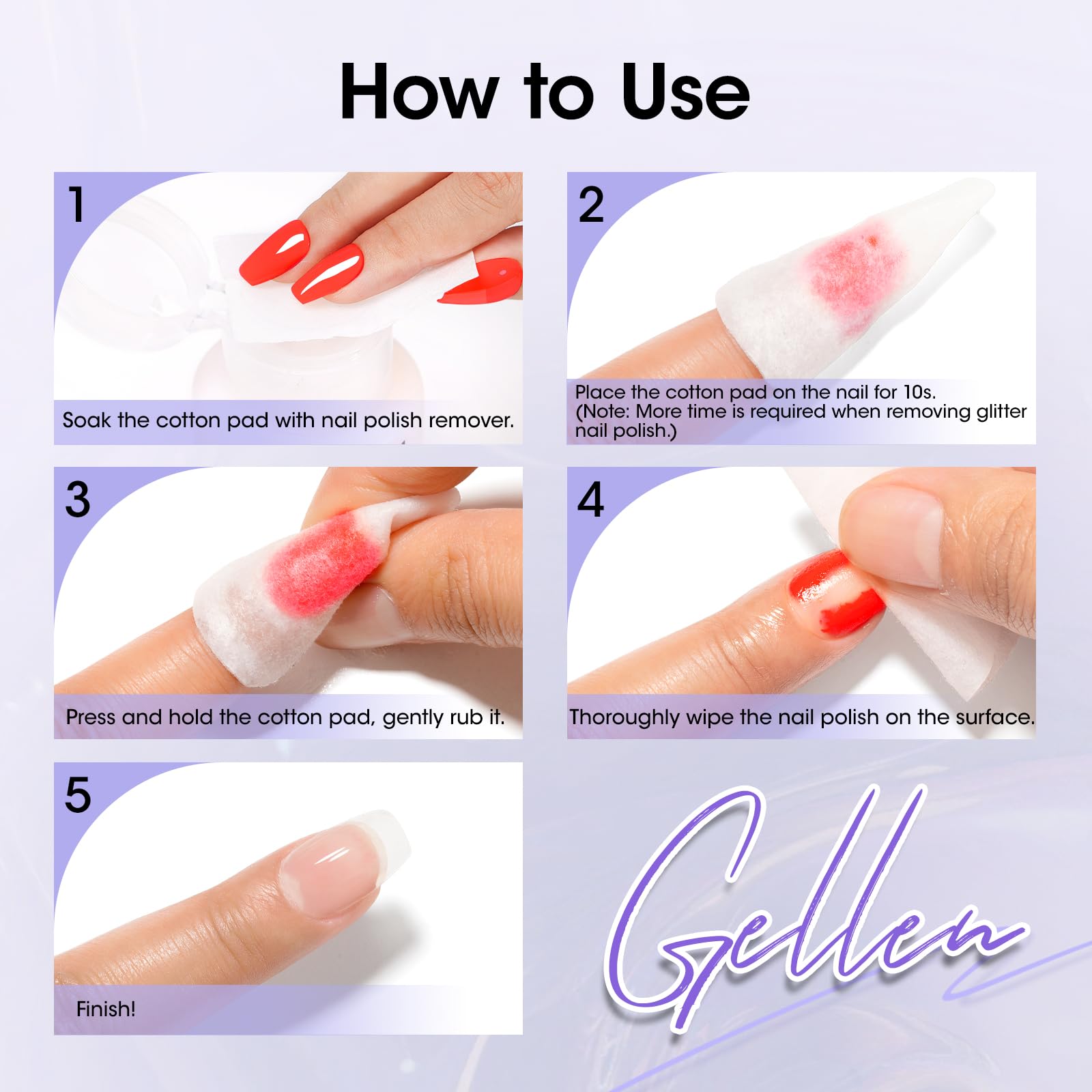 Dissolvant GELLEN offre douceur pour vos ongles lors du retrait.