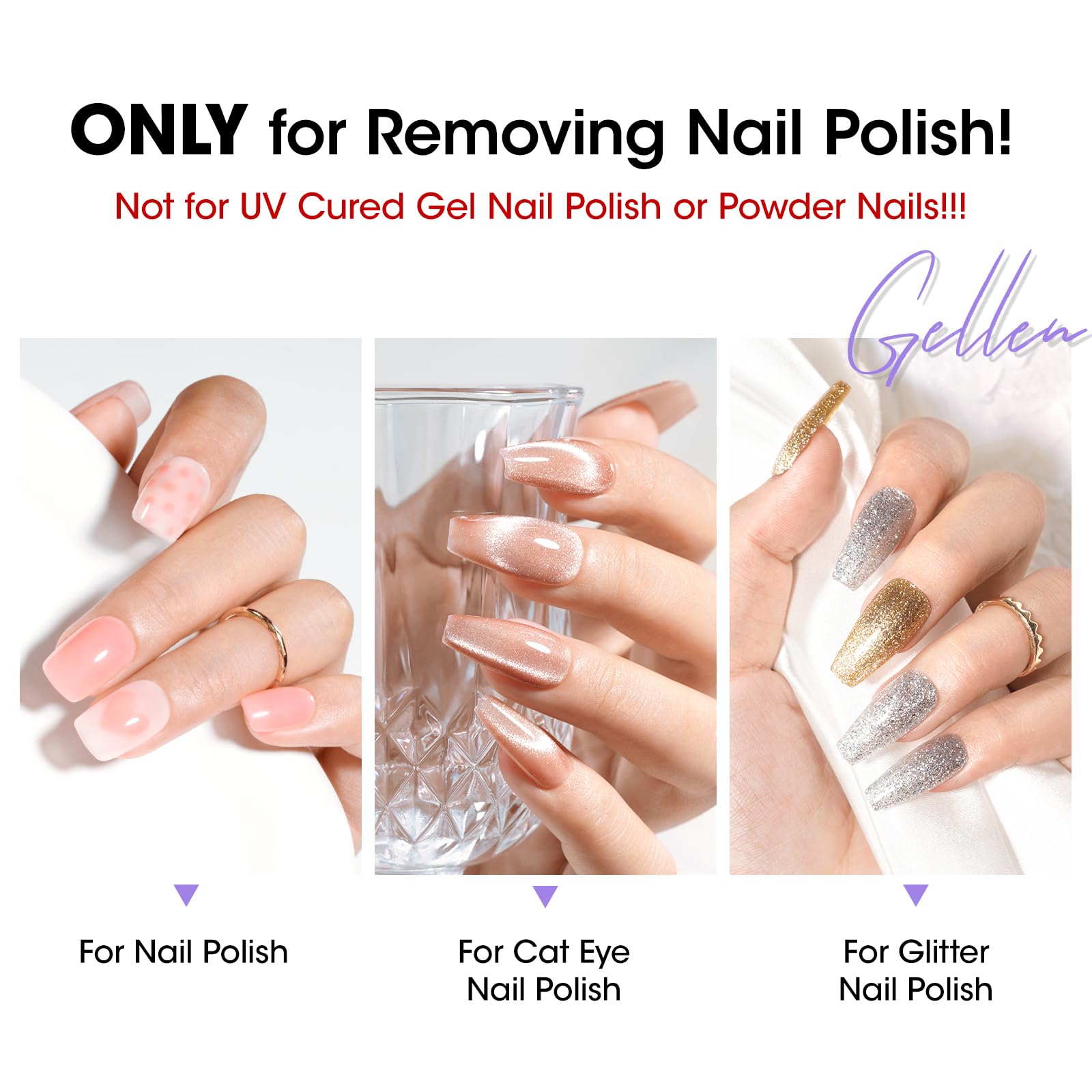 Dissolvant GELLEN sans acetone, formule douce respectueuse des ongles