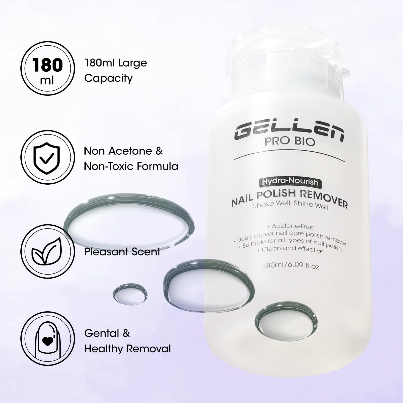 GELLEN dissolvant-vernis sans parfum : utilisation discrète.