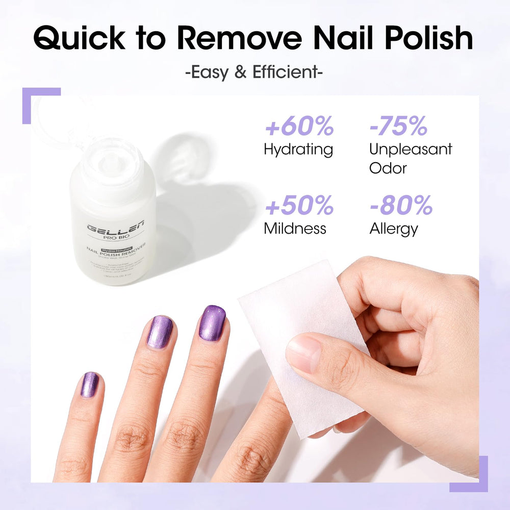 GELLEN dissolvant-vernis sans residu : vernis elimine sans dessèchement.