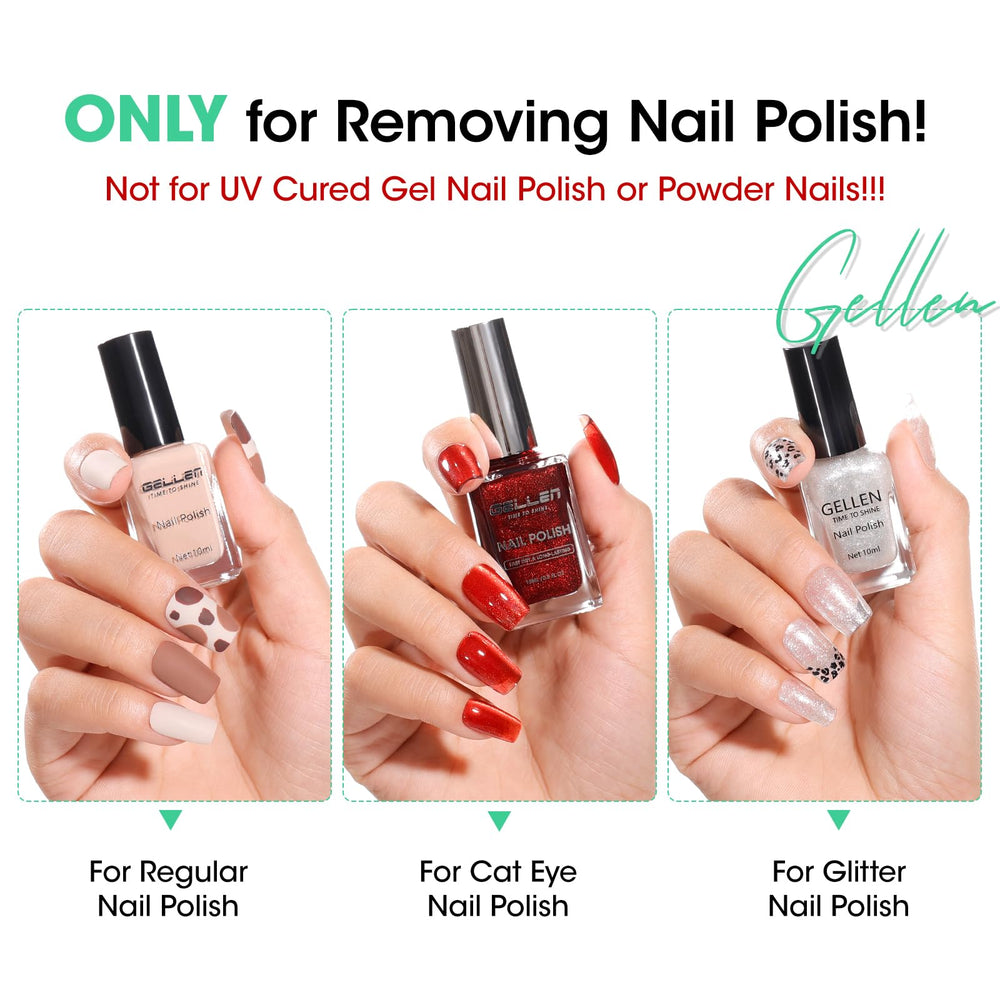 GELLEN efficacité rapide retire rapidement le vernis sans résidu.