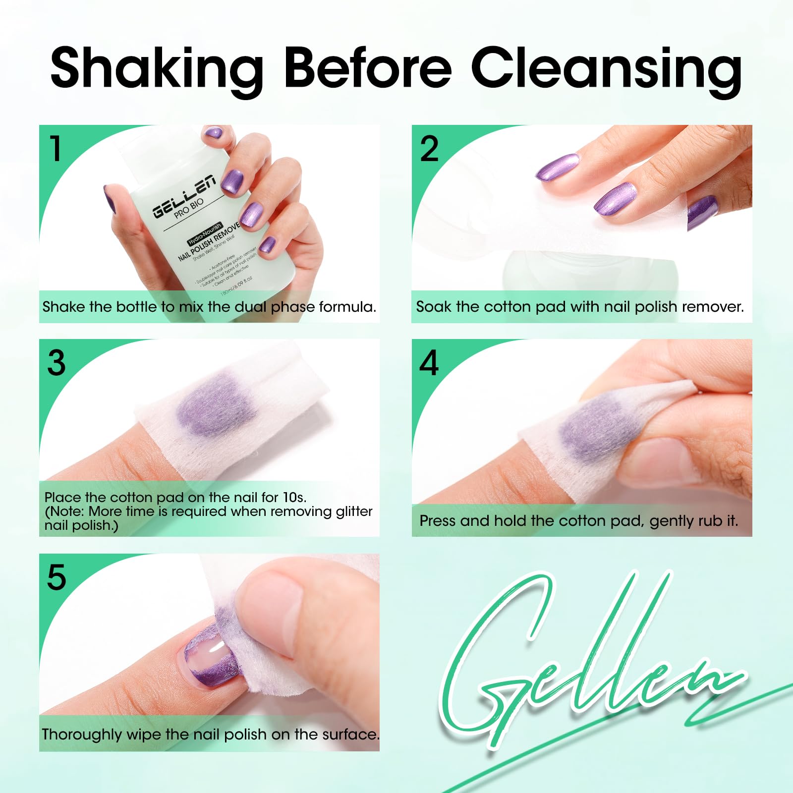 GELLEN format-voyage-180ml, flacon compact idéal pour déplacements.