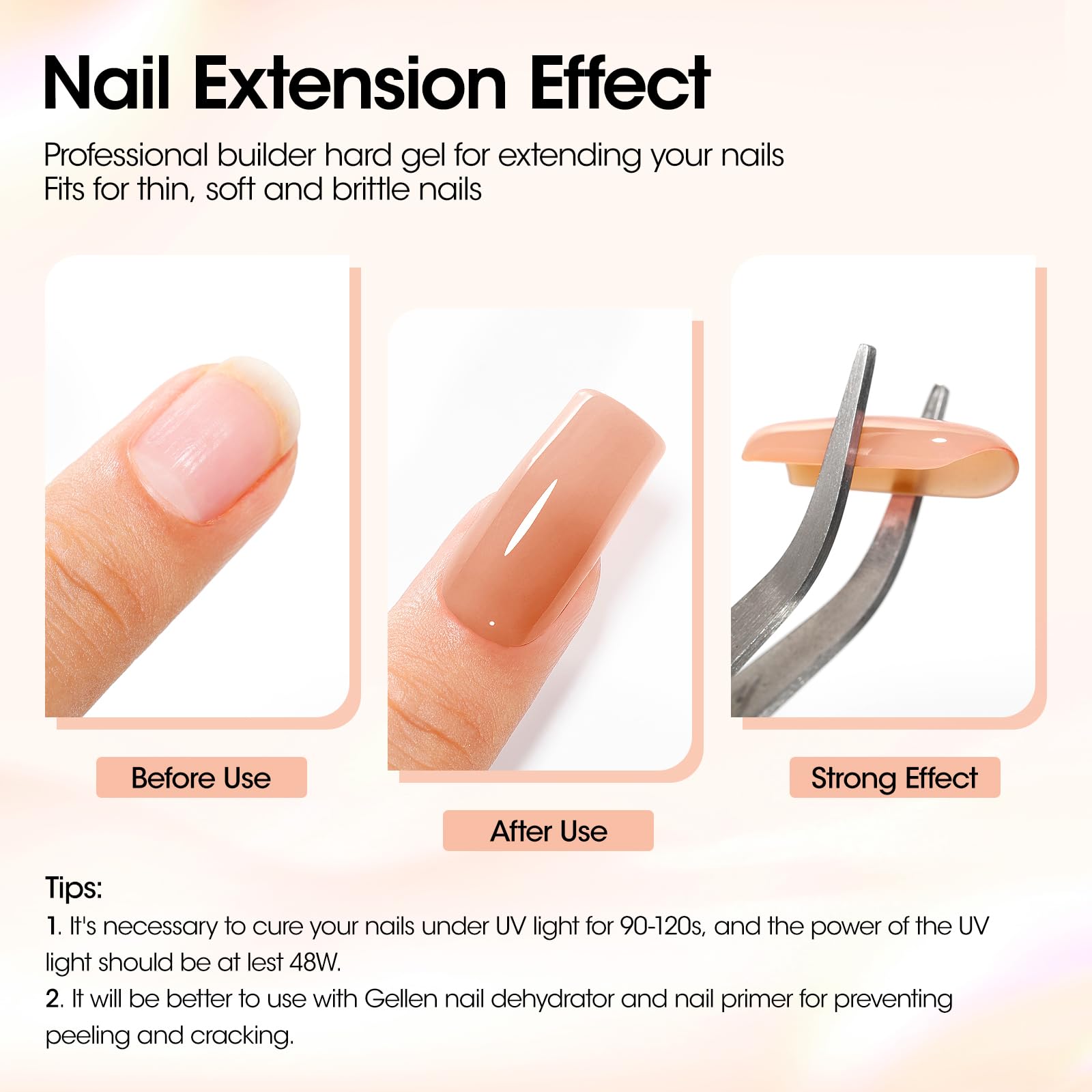 Gellen gel d’apex pour ongles, aide à former une courbe naturelle.