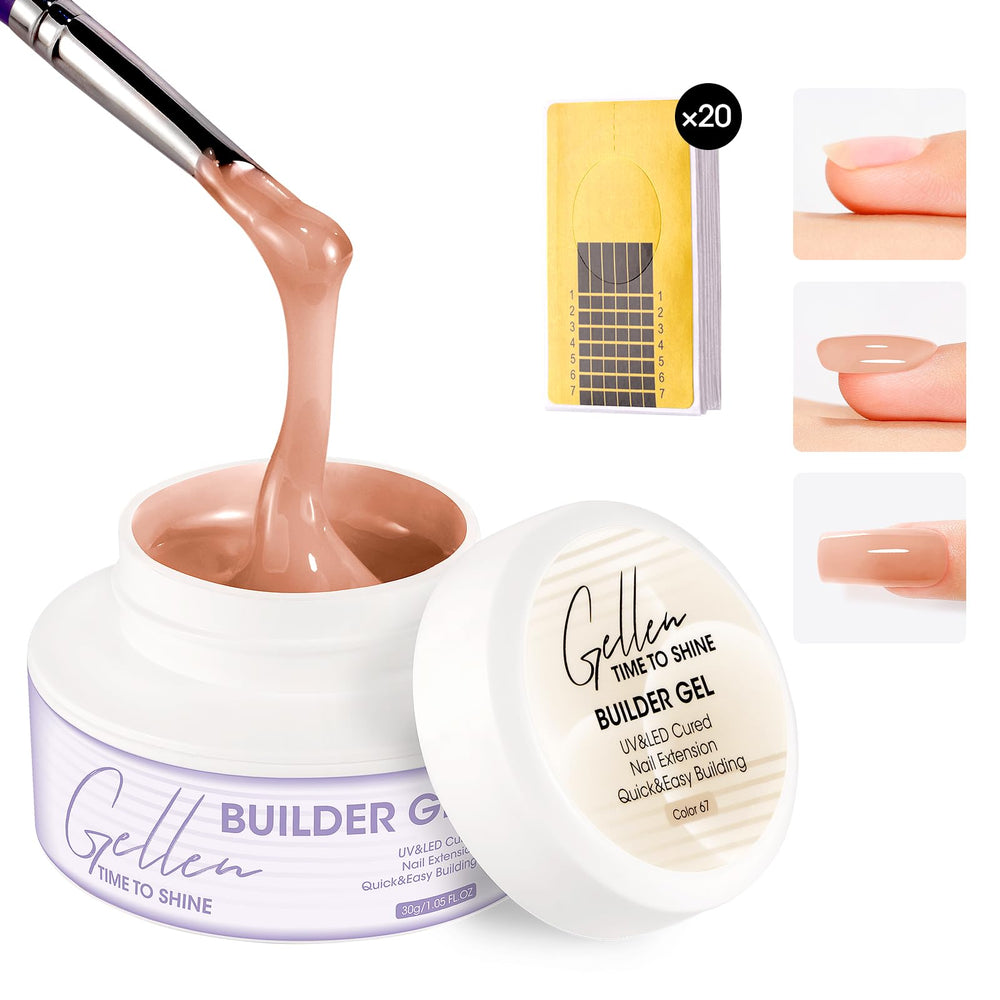 Gellen gel de construction pour extensions d’ongles, texture lisse et durcissement durable.