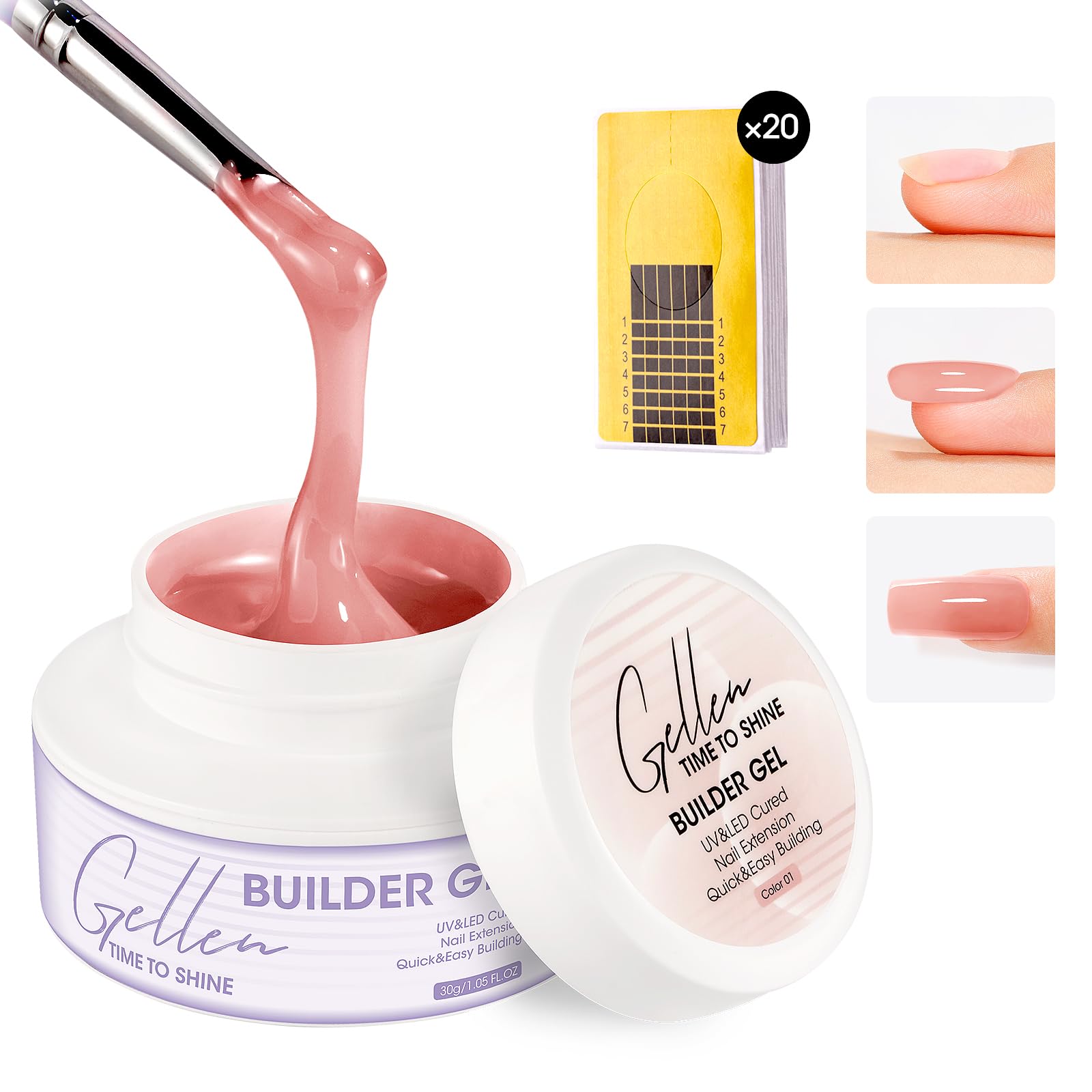 Gel de construction Nude Rose de GELLEN, extension naturelle et durable.