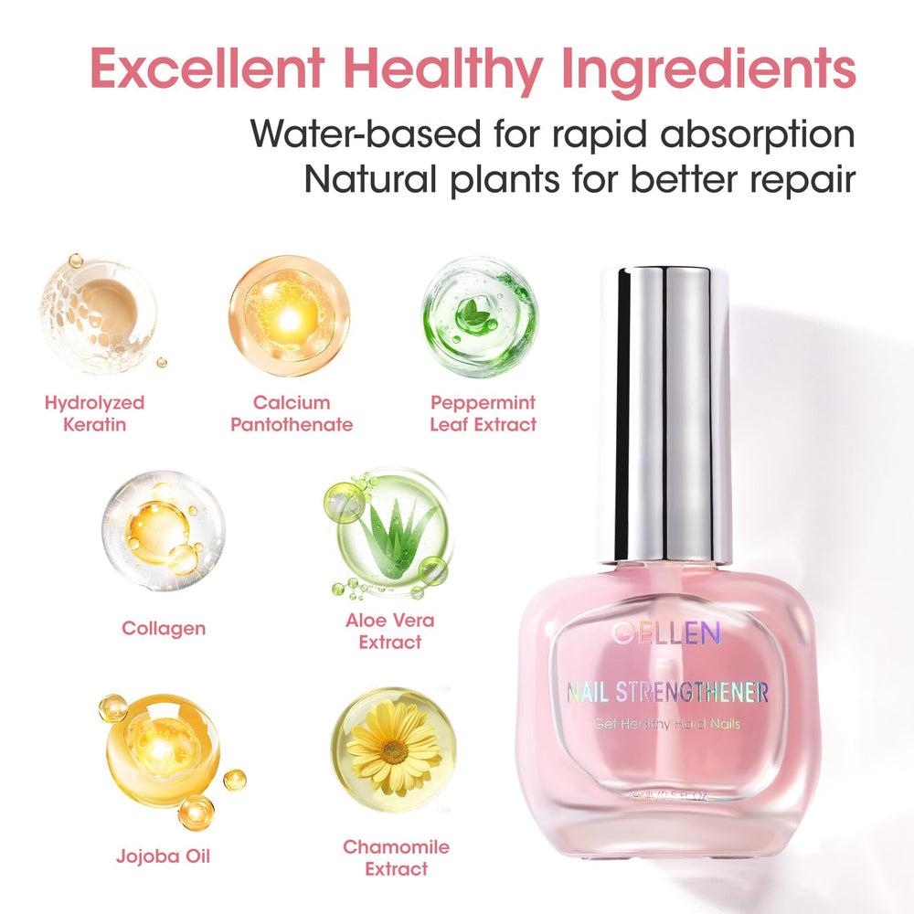 GELLEN Ingrédients-nourrissants-ongles-keratine-calcium: nutrition ciblée pour des ongles plus forts.